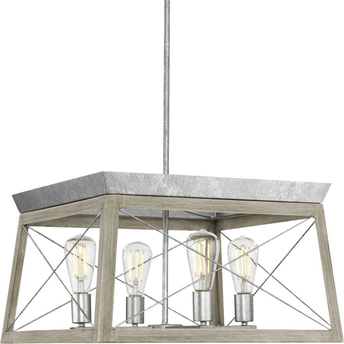 Progress Lighting P400047-141 Four Light Chandelier, Galvanized Finish
