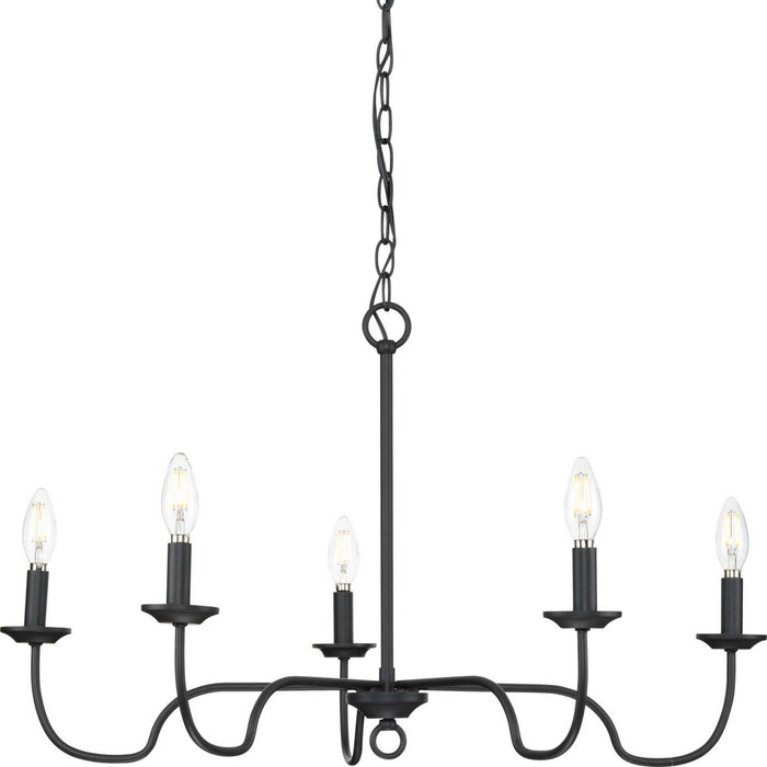 Progress Lighting P400291-31M Five Light Chandelier, Matte Black