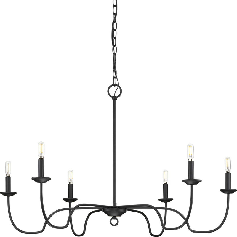 Progress Lighting P400292-31M Six Light Chandelier, Matte Black