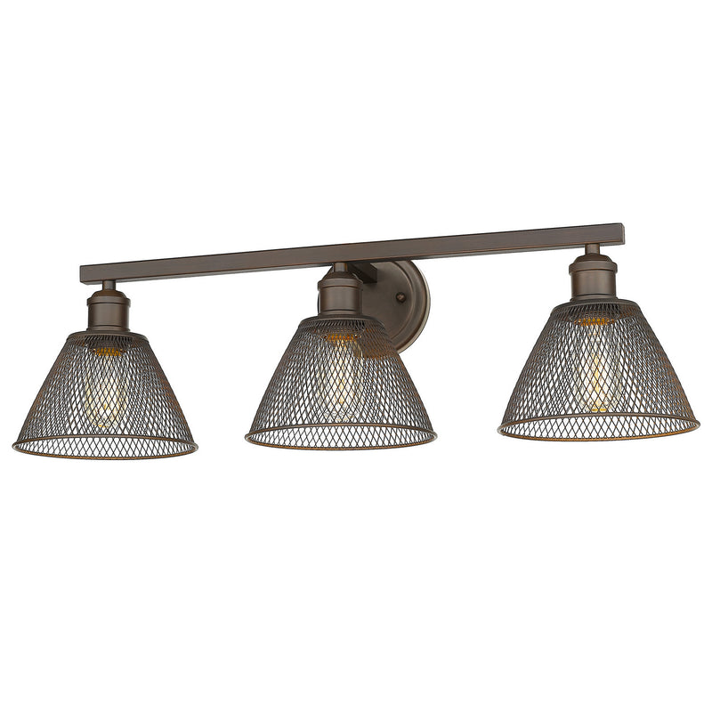 Golden 0304-BA3 RBZ Three Light Vanity Light, Rubbed Bronze