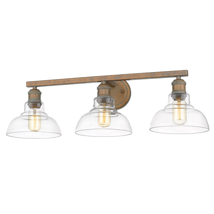Golden 0305-BA3 CP-CLR Three Light Bath Vanity, Copper Patina