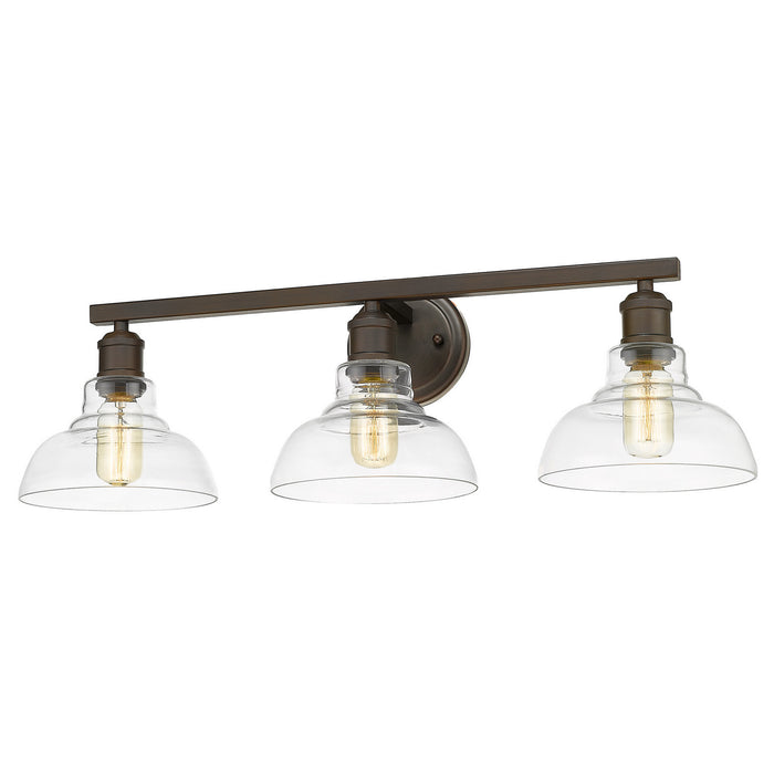 Golden 0305-BA3 RBZ-CLR Three Light Bath Vanity, Rubbed Bronze