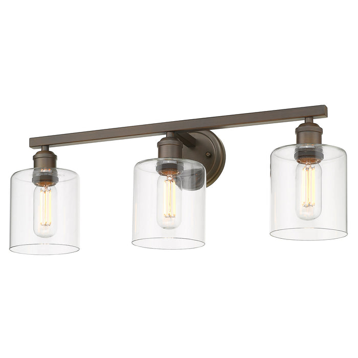 Golden 0306-BA3 RBZ-CLR Three Light Bath Vanity, Rubbed Bronze