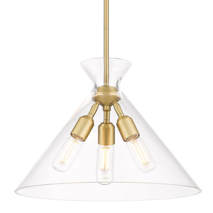 Golden 0511-3P BCB-CLR Three Light Pendant, Brushed Champagne Bronze