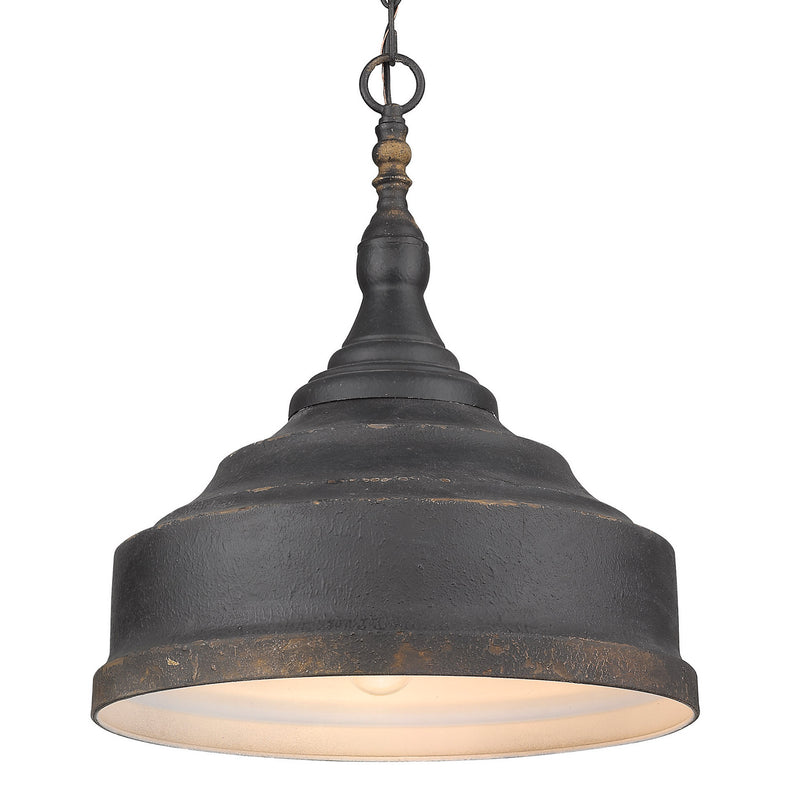 Golden 0806-3P ABI Three Light Pendant, Antique Black Iron
