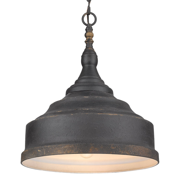 Golden 0806-3P ABI Three Light Pendant, Antique Black Iron