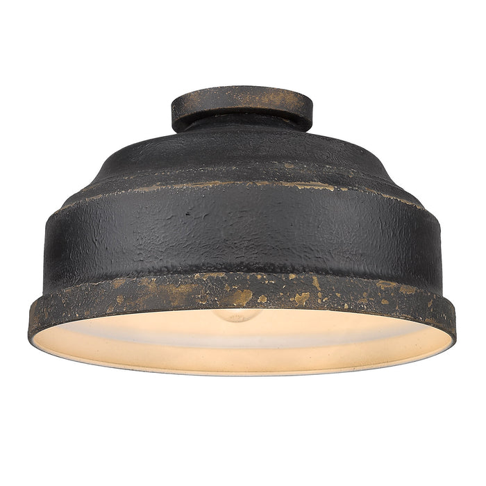 Golden 0806-FM ABI Three Light Flush Mount, Antique Black Iron