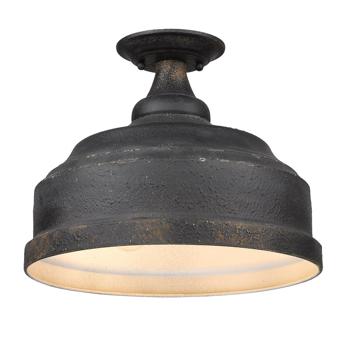 Golden 0806-SF ABI Three Light Semi-Flush Mount, Antique Black Iron