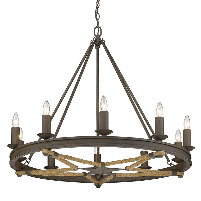 Golden 1053-10 DR Ten Light Chandelier, Dark Rust