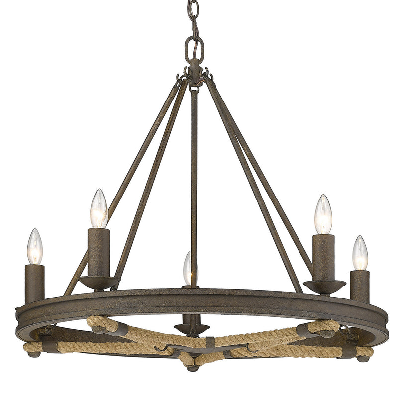 Golden 1053-5 DR Five Light Chandelier, Dark Rust