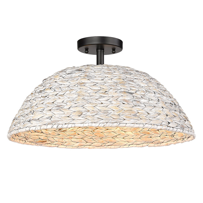 Golden 1081-SF BLK-PSG Three Light Semi-Flush Mount, Matte Black