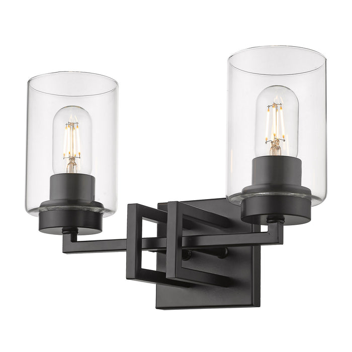 Golden 6070-BA2 BLK-BLK Two Light Bath Vanity, Matte Black
