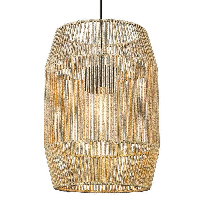 Golden 6073-O1P NB-SS One Light Outdoor Pendant, Natural Black