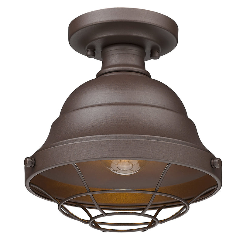 Golden 7316-OSF TBZ One Light Outdoor Semi-Flush Mount, Textured Bronze