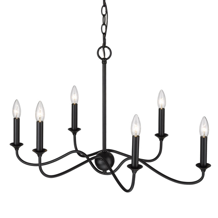 Golden 8316-LP BLK Six Light Linear Pendant, Matte Black