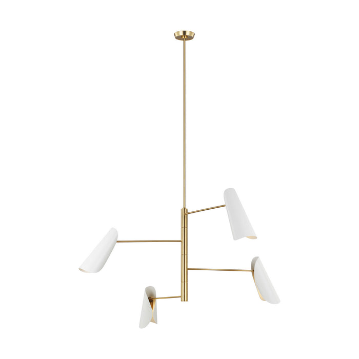 Visual Comfort Studio AEC1024BBSMWT Four Light Chandelier, Matte White and Burnished Brass