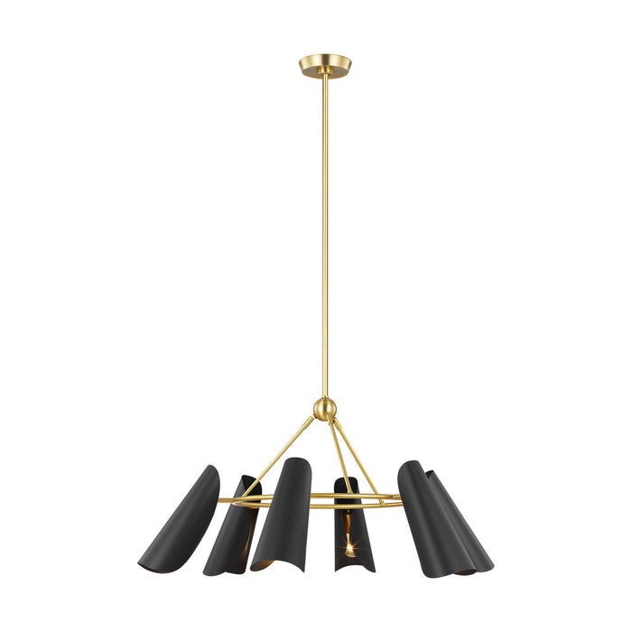 Visual Comfort Studio AEC1036BBSMBK Six Light Chandelier, Midnight Black and Burnished Brass