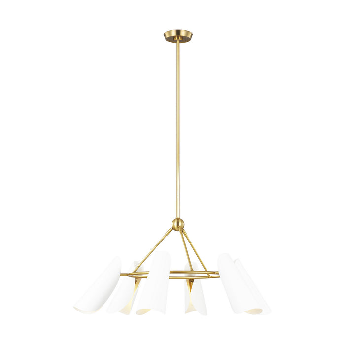 Visual Comfort Studio AEC1036BBSMWT Six Light Chandelier, Matte White and Burnished Brass