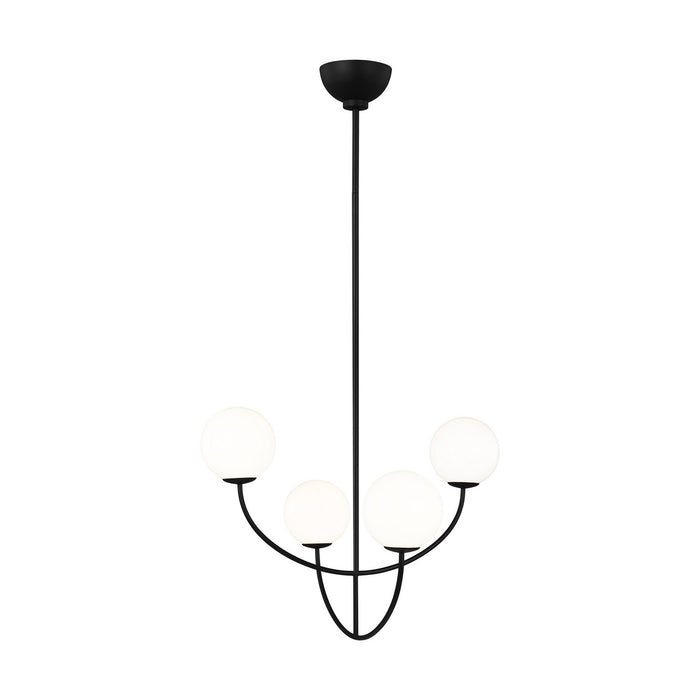 Visual Comfort Studio AEC1054MBK Four Light Chandelier, Midnight Black