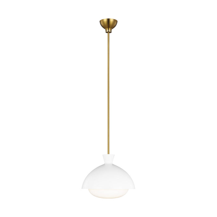 Visual Comfort Studio AEP1031BBSMWT One Light Pendant, Matte White and Burnished Brass
