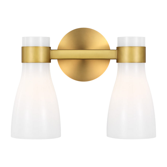 Visual Comfort Studio AEV1002BBSMG Two Light Vanity, Burnished Brass with Milk White Glass