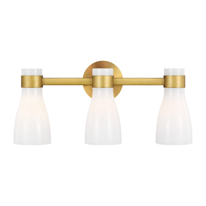 Visual Comfort Studio AEV1003BBSMG Three Light Vanity, Burnished Brass with Milk White Glass