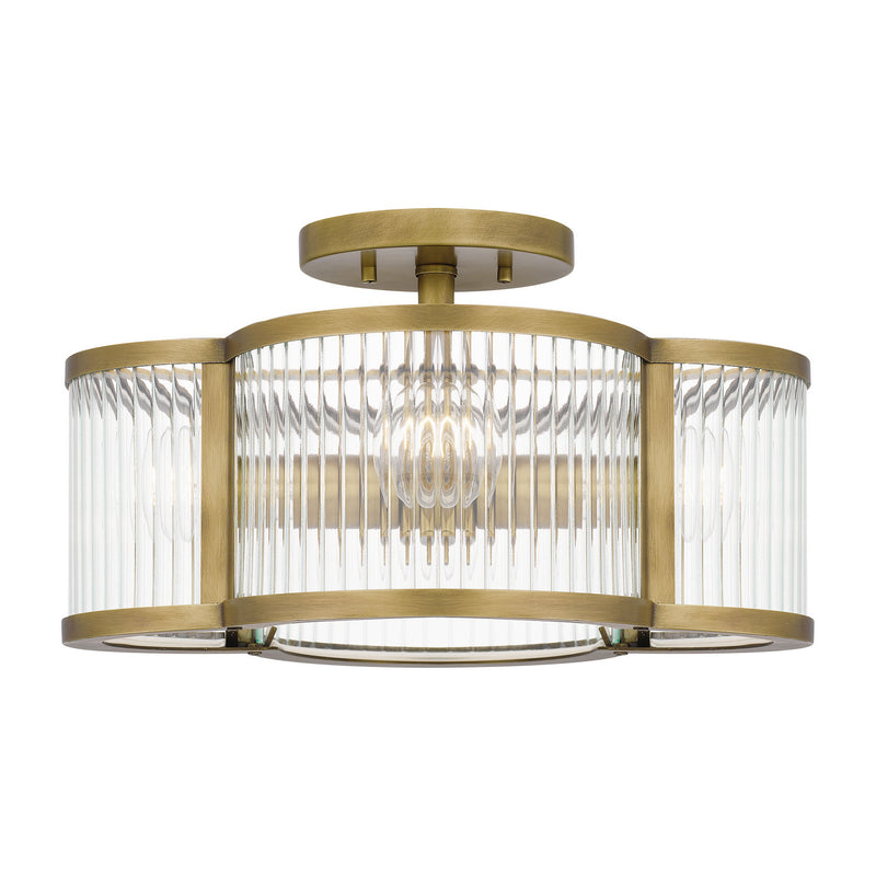 Quoizel ASR1715WS Four Light Semi-Flush Mount, Weathered Brass