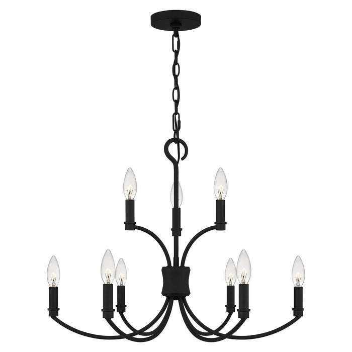 Quoizel BRR5025MBK Nine Light Chandelier, Matte Black
