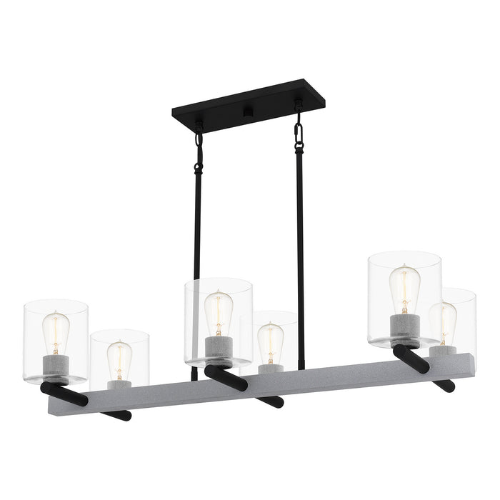 Quoizel CDW138MBK Six Light Linear Chandelier, Matte Black