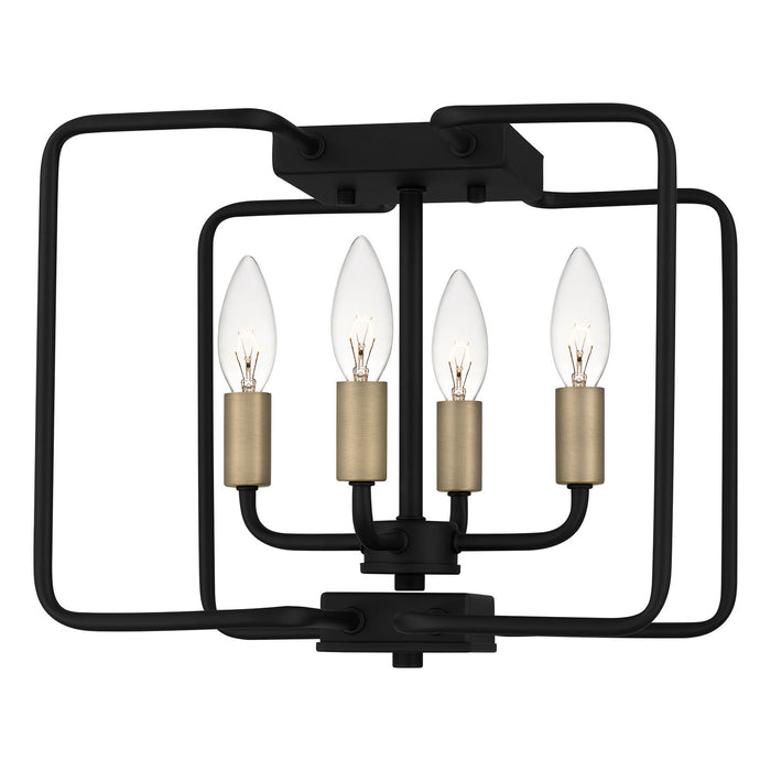 Quoizel COX1712MBK Four Light Semi-Flush Mount, Matte Black