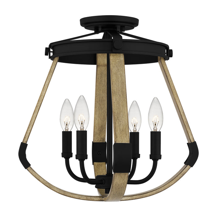 Quoizel DMA1716MBK Four Light Semi-Flush Mount, Matte Black