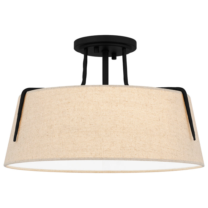 Quoizel LOA1716MBK Three Light Semi Flush Mount, Matte Black