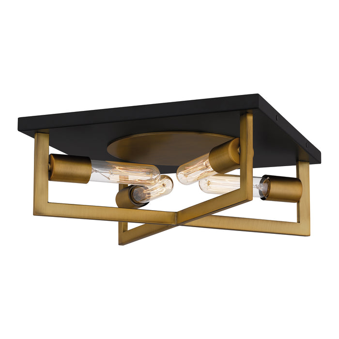 Quoizel QFL5353AB Four Light Flush Mount, Aged Brass