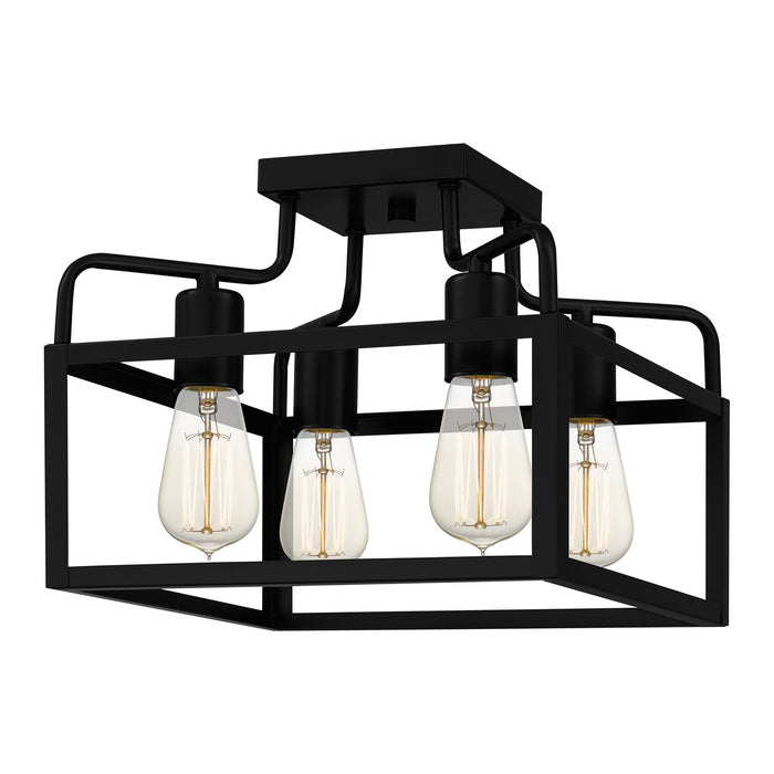 Quoizel QSF5349MBK Four Light Semi-Flush Mount, Matte Black