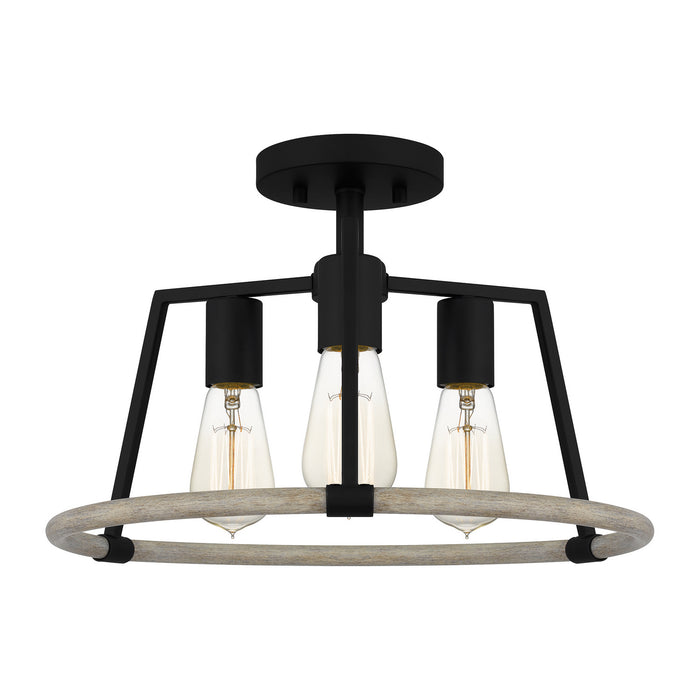 Quoizel TPT1716MBK Three Light Semi Flush Mount, Matte Black