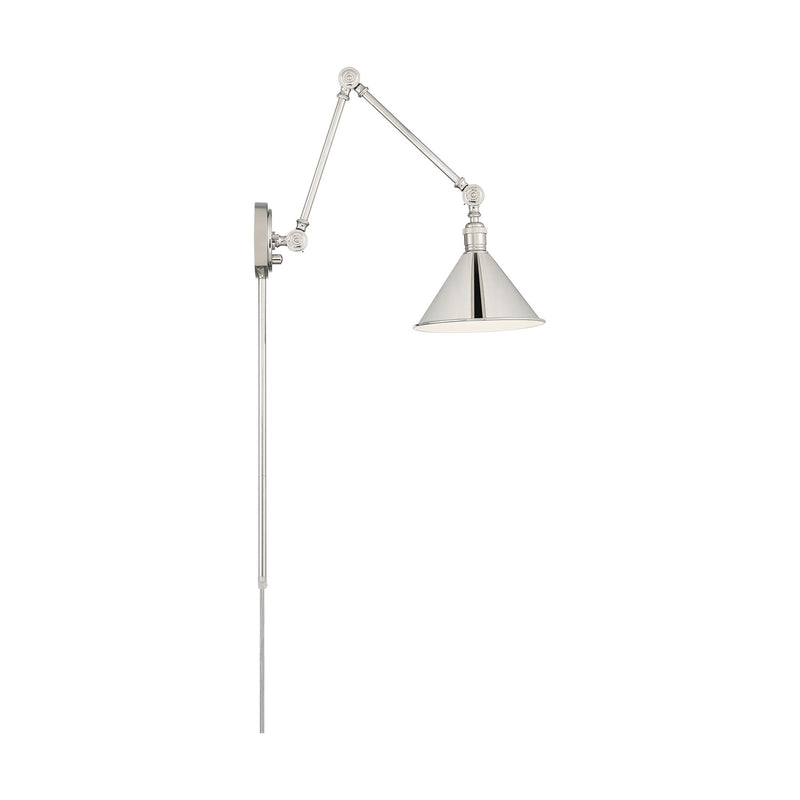 Nuvo Lighting 60-7362 One Light Swing Arm Wall Lamp, Polished Nickel