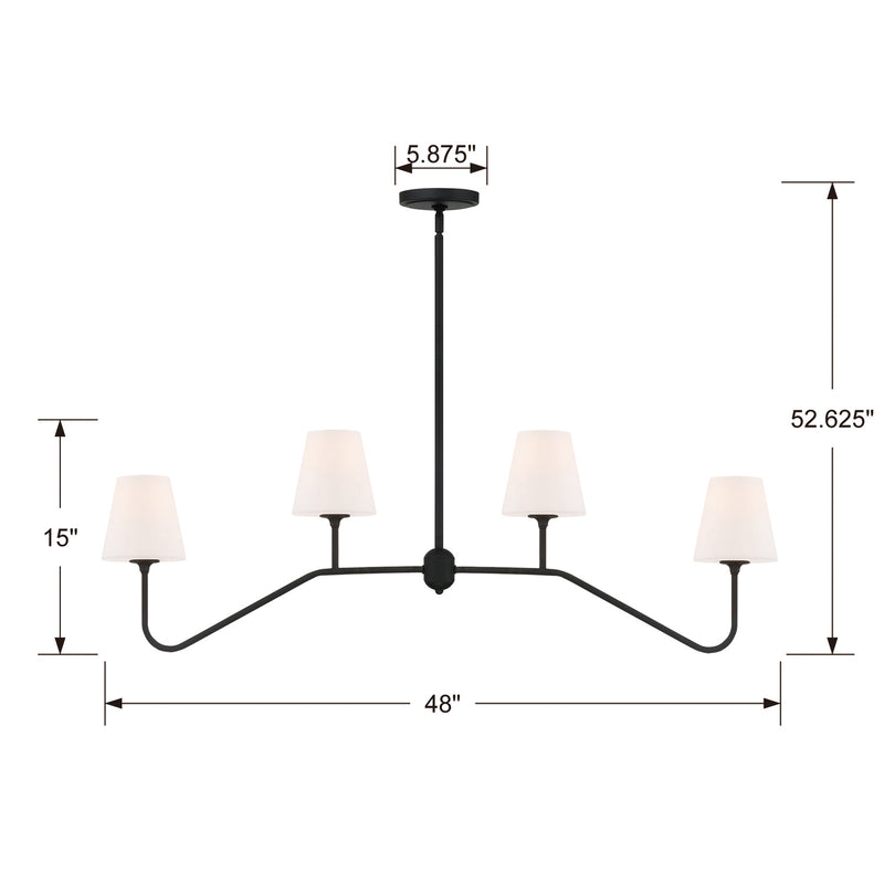 Crystorama KEE-A3004-BF Four Light Chandelier, Black Forged