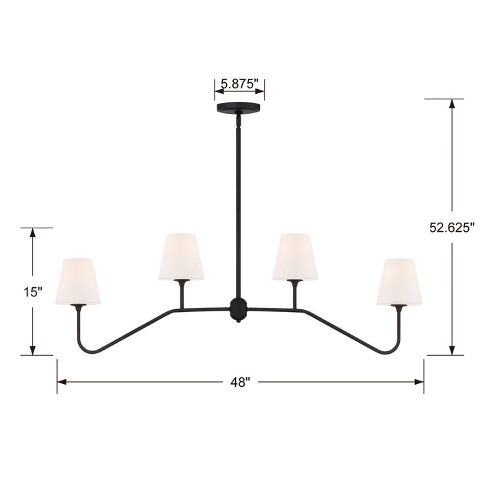 Crystorama KEE-A3004-BF Four Light Chandelier, Black Forged