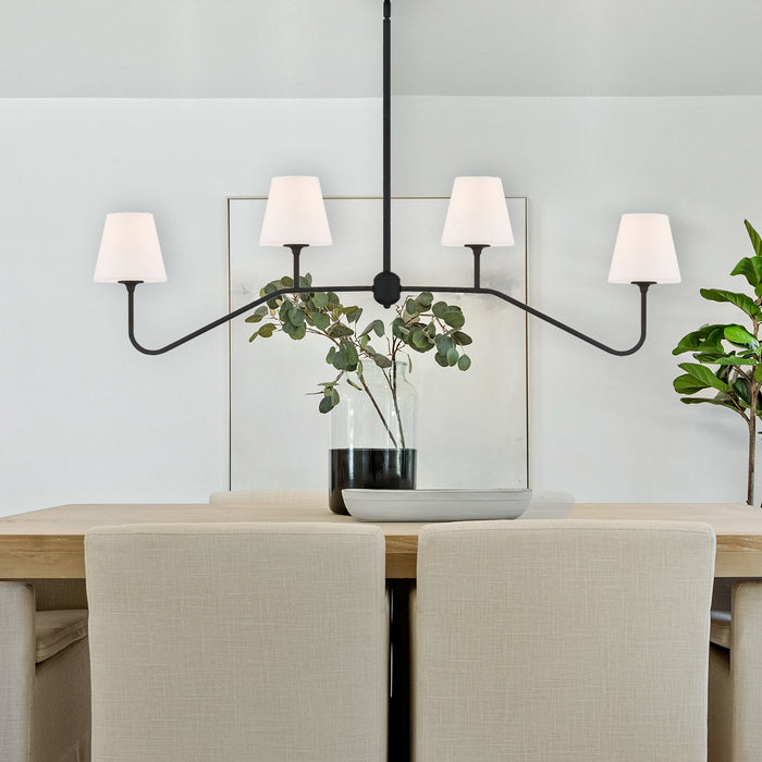 Crystorama KEE-A3004-BF Four Light Chandelier, Black Forged