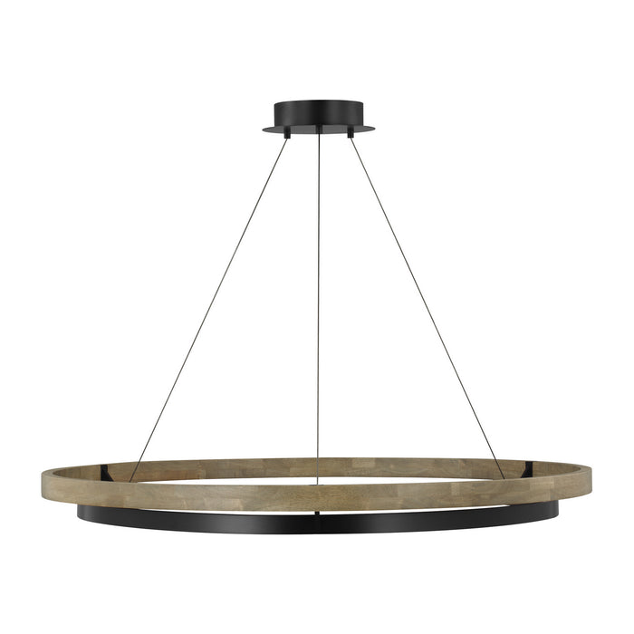 Visual Comfort Modern 700GRC48BW-LED930 LED Chandelier, Matte Black/Weathered Oak Wood