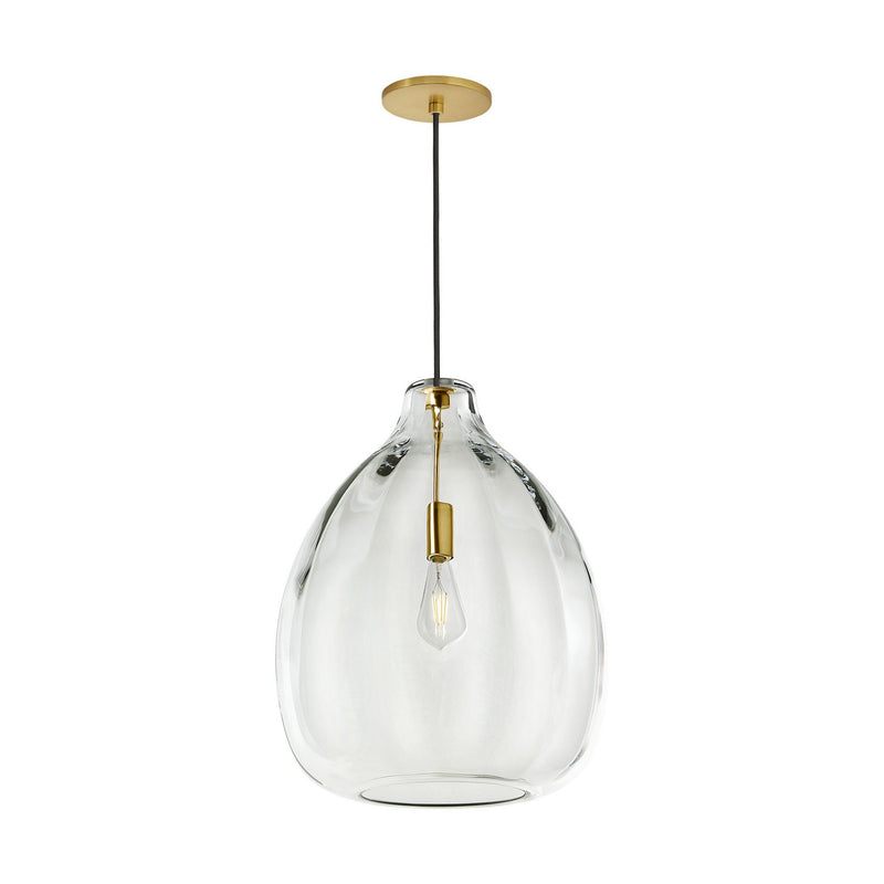 Visual Comfort Modern 700TDHARPCNB One Light Pendant, Natural Brass