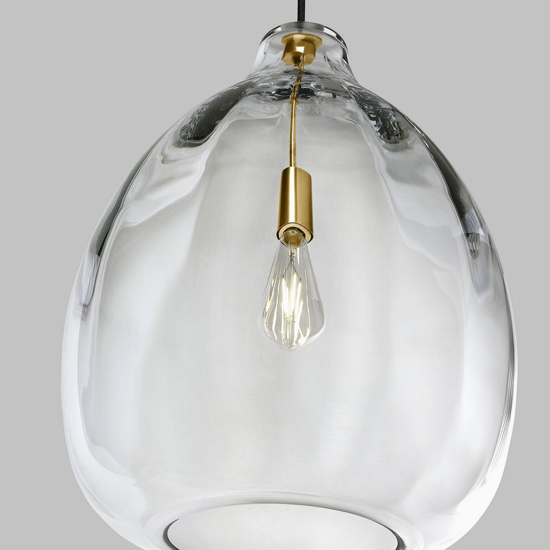 Visual Comfort Modern 700TDHARPCNB One Light Pendant, Natural Brass