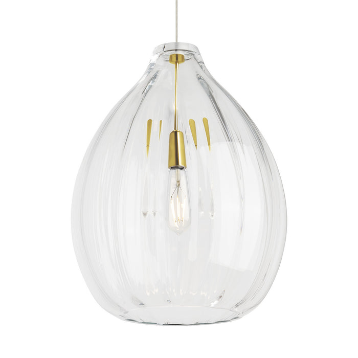 Visual Comfort Modern 700TDHARPCNB One Light Pendant, Natural Brass