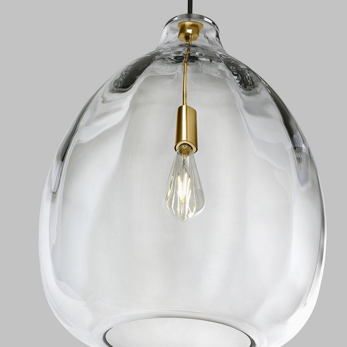 Visual Comfort Modern 700TDHARPCNB-LED927 LED Pendant, Natural Brass