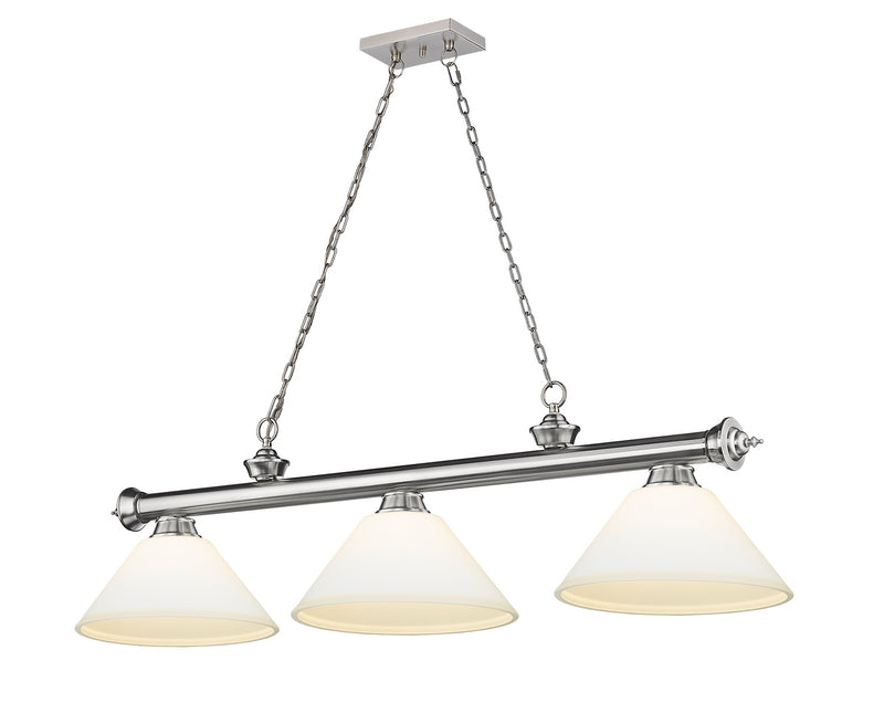 Z-Lite 2306-3BN-AMO14 Three Light Billiard, Brushed Nickel