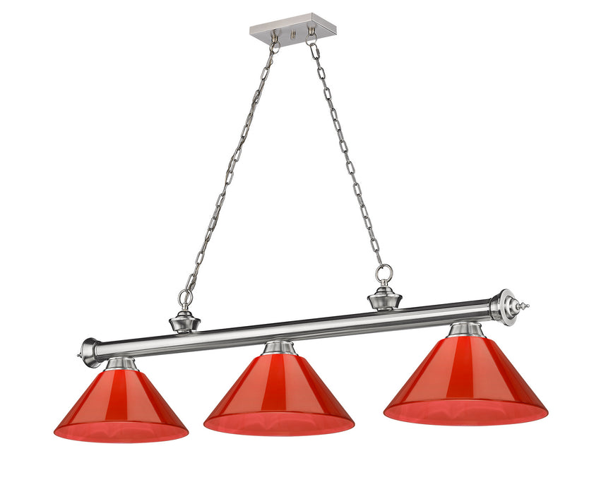Z-Lite 2306-3BN-ARBG Three Light Billiard, Brushed Nickel