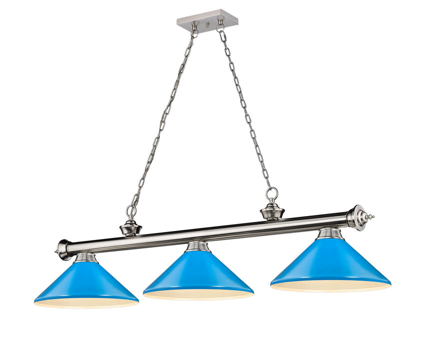 Z-Lite 2306-3BN-MEB Three Light Billiard, Brushed Nickel
