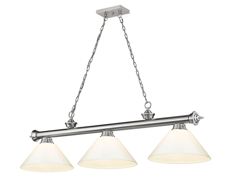 Z-Lite 2306-3BN-PWH Three Light Billiard, Brushed Nickel