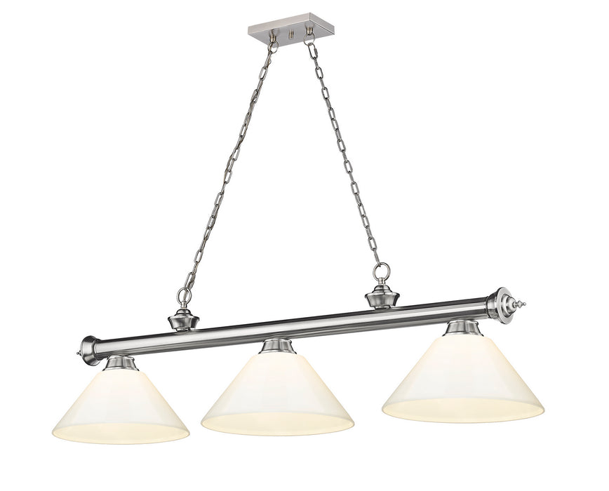 Z-Lite 2306-3BN-PWH Three Light Billiard, Brushed Nickel