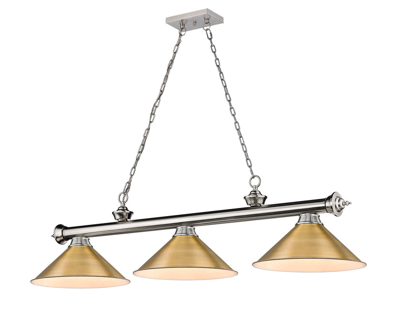 Z-Lite 2306-3BN-RB15 Three Light Billiard, Brushed Nickel